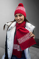 Комплект «Skier» (шапка та шарф) Braxton червоний + білий 56-59 TP, код: 8140433