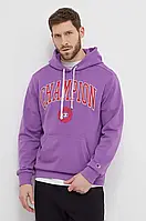 Urbanshop com ua Кофта Champion чоловіча колір фіолетовий з капюшоном з принтом РОЗМІРИ ЗАПИТУЙТЕ