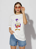 Женская футболка регуляр M молочный ADEN Shop ЦБ-00219222 UL, код: 8420833