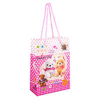 Сумочка подарочная пластиковая с ручками Gift bag Собачки 17х12х5.5 см Розовый (13949) ST, код: 7750645