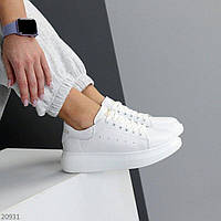 Белые кожаные женские кроссовки Raya кеды, базовые кеды 37-41р код 20931
