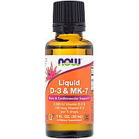 Жидкий Витамин D3 и MK-7, Liquid D-3 MK-7, Now Foods, 30 мл (1 жидк. унция) DH, код: 5572319