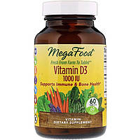 Витамин D3 1000 IU, Vitamin D3, MegaFood, 60 таблеток DH, код: 6462351