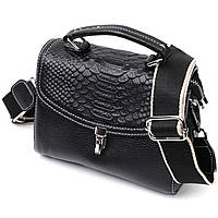 Кожаная сумка для женщин с защелкой Vintage 22416 Черная PZ, код: 8374611
