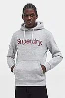 Urbanshop com ua Кофта Superdry чоловіча колір сірий з капюшоном з принтом РОЗМІРИ ЗАПИТУЙТЕ