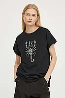 Urbanshop com ua Бавовняна футболка AllSaints SCORPION IMO BOY жіноча колір чорний РОЗМІРИ ЗАПИТУЙТЕ