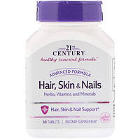 Комплекс для кожи, волос, ногтей 21st Century Hair, Skin Nails, Advanced Formula 50 Tabs DH, код: 7517386