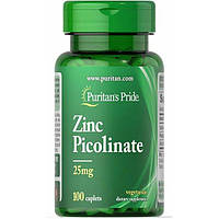 Микроэлемент Цинк Puritan's Pride Zinc Picolinate 25 mg 100 Caplets DH, код: 7518990