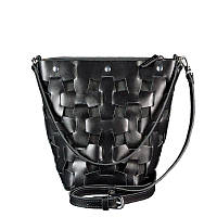 Кожаная плетеная женская сумка BlankNote Пазл M Черная (BN-BAG-32-ygol) PZ, код: 1277493