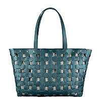 Кожаная плетеная женская сумка BlankNote Пазл Krast Xl Зеленая (BN-BAG-34-malachite) PZ, код: 1280170