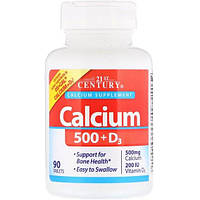 Микроэлемент Кальций 21st Century Calcium 500 + D3 90 Caplets DH, код: 7557206