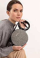 Круглая фетровая женская сумка Таблетка с кожаными черными вставками BlankNote PZ, код: 8132140