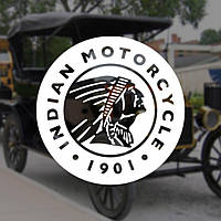 Наклейка на Авто / Мото / Витрину на Стекло Кузов "Эмблема Indian MotorCycle 1901" белый цвет