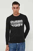 Urbanshop com ua Лонгслів Guess чоловічий колір чорний з принтом РОЗМІРИ ЗАПИТУЙТЕ