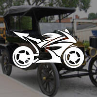 Наклейка на Авто / Мото / Витрину на Стекло Кузов "Силуэт мотоцикла Kawasaki Ninja" белый цвет