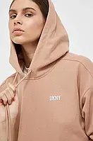 Urbanshop com ua Кофта Dkny жіноча колір коричневий з капюшоном з аплікацією РОЗМІРИ ЗАПИТУЙТЕ