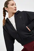 Urbanshop com ua Кофта adidas Z.N.E жіноча колір чорний з капюшоном однотонна РОЗМІРИ ЗАПИТУЙТЕ