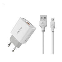 Комлект зарядного устройства WK WP-U57 Smart Charge QC3.0 18W USB МicroUSB 1 м Белый PR, код: 8405376