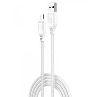 Кабель XO NB235 Zebra series Braided 2.4A USB to Micro 1 m Белый XN, код: 8215819