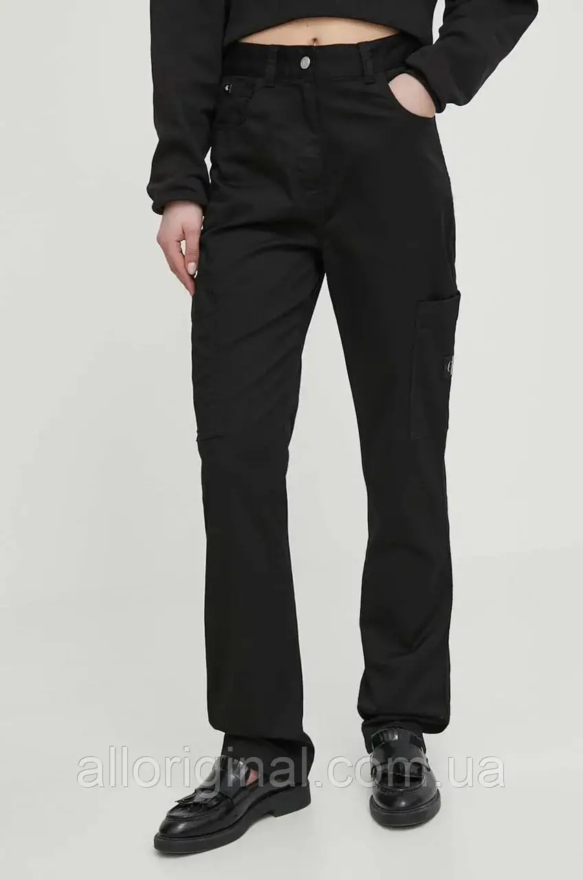 AllOriginal com ua Штани Calvin Klein Jeans жіночі колір чорний пряме висока посадка РОЗМІРИ ЗАПИТУЙТЕ, фото 1