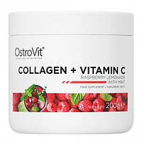 Хондропротектор для спорта OstroVit Collagen And Vitamin C 200 g 20 servings Raspberry Lemo XN, код: 7558872