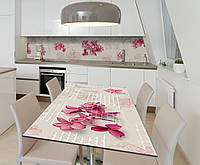 Наклейка виниловая на стол Zatarga Розовые цветы 600х1200 мм UL, код: 5570471