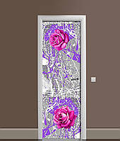 Наклейка на дверь Zatarga Брызги Краски Розы 650х2000 мм виниловая 3Д наклейка декор самоклея UL, код: 5866833