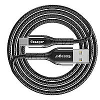 Зарядный кабель Zink чёрный с подсветкой ESSAGER USB Type-C 3A 1метр XN, код: 8382008