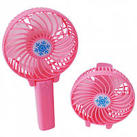 Ручной вентилятор аккумуляторный мини с ручкой USB диаметр 10см Handy Mini Fan розовый! Новинка
