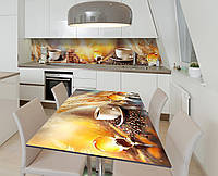 Наклейка 3Д виниловая на стол Zatarga «Завтрак в постель» 600х1200 мм для домов, квартир, сто PR, код: 6443662