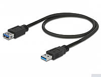 Кабель пристроїв-подовжувач Delock USB3.0 A M F 0.5m AWG24+28 D5.5mm 2xShielded Cu чорний (7 XN, код: 7453983