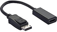 Перехідник моніторний Lucom DisplayPort-HDMI M F (HDMIекран) v1.1 1080p 0.25m чорний (25.02.5 XN, код: 7454122