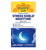 Комплекс для профилактики нервной системы Country Life Stress Shield Nighttime 60 Caps PZ, код: 7714348