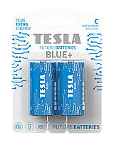 Батарейки Tesla С BLUE+ R14 1,5V BLISTER FOIL 2 шт. FE, код: 8327897