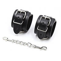 Черные кожаные наножники на цепи с ремешками Bdsm4u Multi-Studded Shackles ZR025 FE, код: 7820933