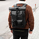 Міський рюкзак Roll top Rytm із еко шкіри чорний з відділенням для ноутбука на 20-25 л ролтоп, фото 5