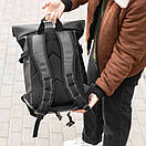Міський рюкзак Roll top Rytm із еко шкіри чорний з відділенням для ноутбука на 20-25 л ролтоп, фото 8