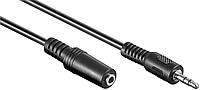 Кабель аудіо-подовжувач Lucom Jack 3.5mm 3pin M F 3.0m Round D4.0mm AUX Stereo чорний (25.02 PZ, код: 7454051