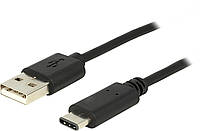 Кабель пристроїв Lucom USB Type-C-2.0A M M 1.0m (USB2.0) 3xShield AWG24+28 Cu чорний (25.02. PZ, код: 7454064