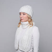 Набір жіночий шапка по голові + шарф 032-453 LuckyLOOK Універсальний Білий DH, код: 7722266