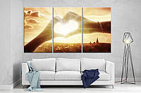 Модульная картина на холсте ProfART XL102 из трех частей 167 x 99 см Любовь на закате (hub_VO UP, код: 1225818