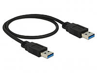 Кабель пристроїв Delock USB3.0 A M M 0.5m AWG24+28 D5.5mm Gold Cu чорний (70.08.5059) PZ, код: 7454293