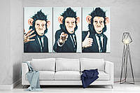 Модульная картина на холсте ProfART XL130 из трех частей 167 x 99 см Monkey Man (hub_kDaA2395 UP, код: 1225850