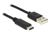 Кабель пристроїв Delock USB Type-C-2.0A M M 1.0m (USB2.0) 3xShield AWG24+30 D3.0 чорний (70. PZ, код: 7454519