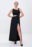 Платье VOLGINA классическое длинное с вырезом и стразами L черное (68967309) 001002L DH, код: 8211319