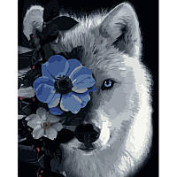 Картина по номерам Strateg Премиум Белый волк с лаком размером 40х50 см (GS1240) DH, код: 8119703