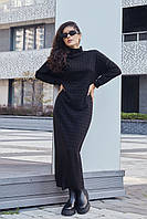 Платье VOLGINA длинное с рельефами L черное (70237909) 001014L DH, код: 8211576