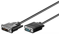 Кабель монітора-адаптер Goobay DVI-VGA HD15 M M 5.0m 2xShielded D5.5mm чорний (75.05.0992) PZ, код: 7454744