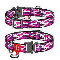 Ошейник для собак нейлоновый WAUDOG Nylon Розовый камо Металлическая пряжка-фастекс Ш 25 мм Д UP, код: 7564253
