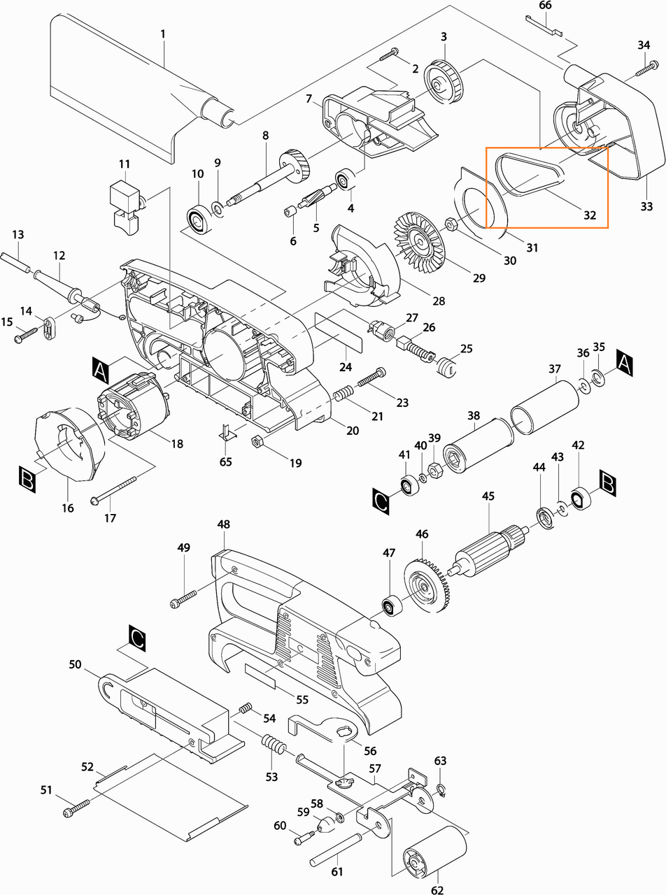 Ремінь 300-3GT-6 для шліфувальної машинки Makita 9910, 9911, оригінал 225079-2